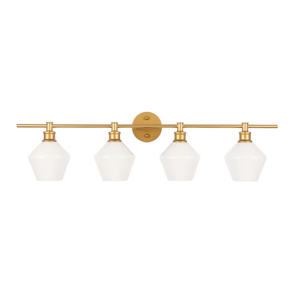 Gene 4 light Brass and Frosted white glass Wall sconce. Picture 10