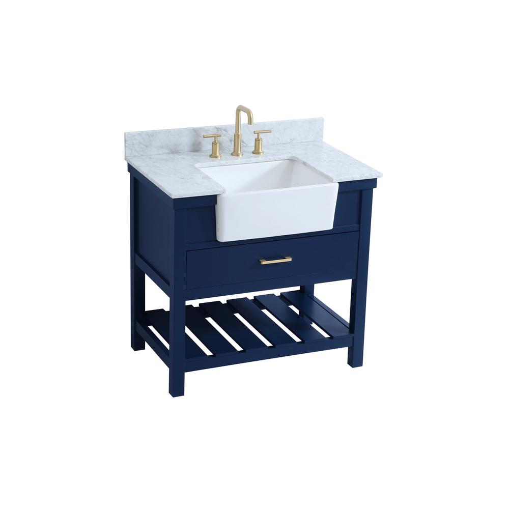 36 inch Single bathroom vanity in blue with backsplash. Picture 8