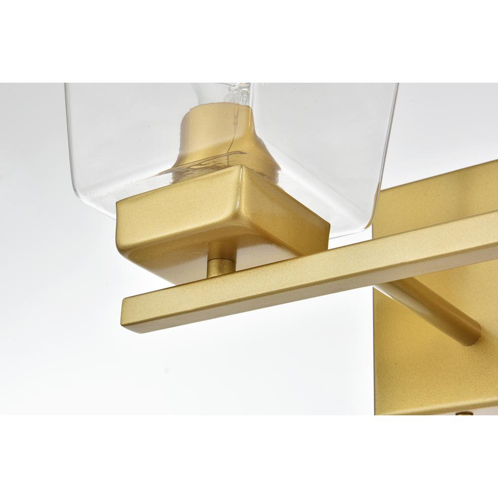 Merrick 2 light Brass and Clear Bath Sconce. Picture 5