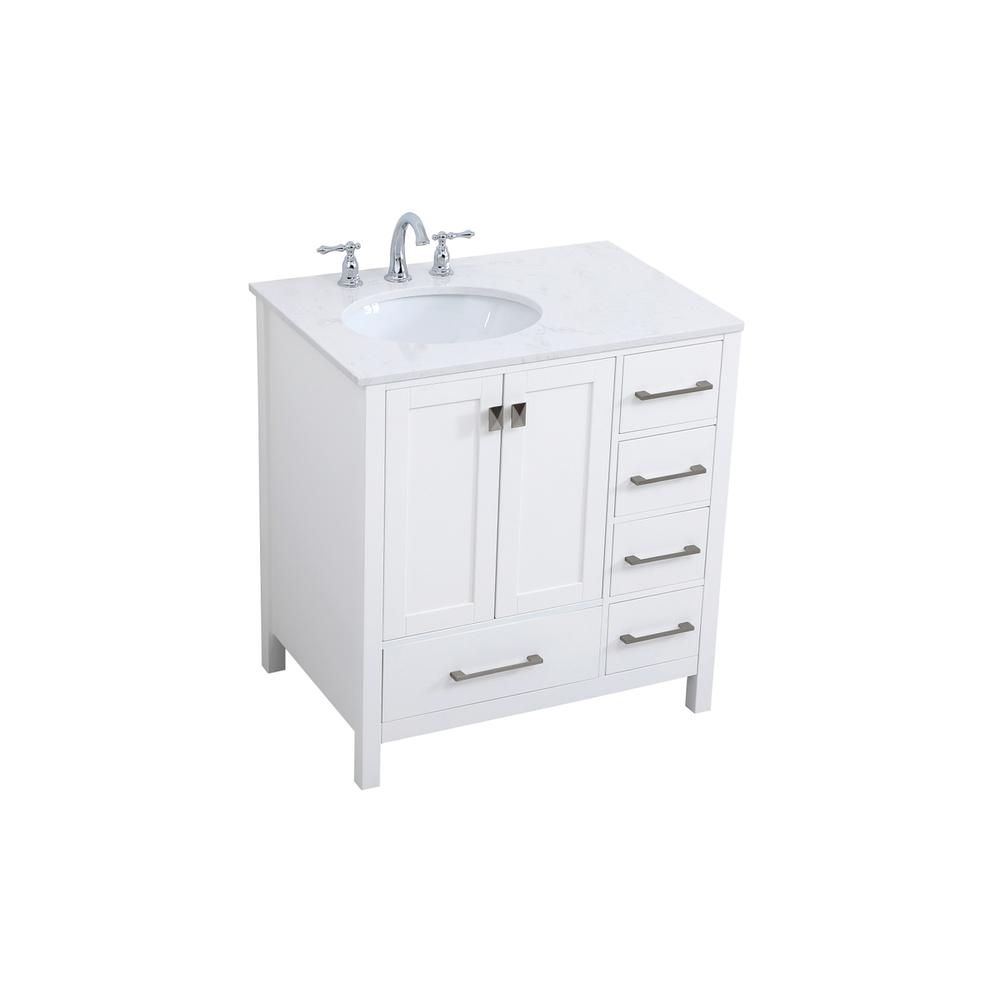 32 inch Single Bathroom Vanity in White. Picture 7