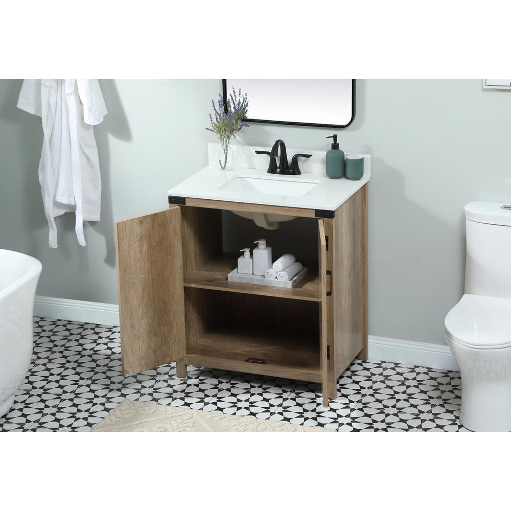 30 inch Single bathroom vanity in natural oak with backsplash. Picture 3