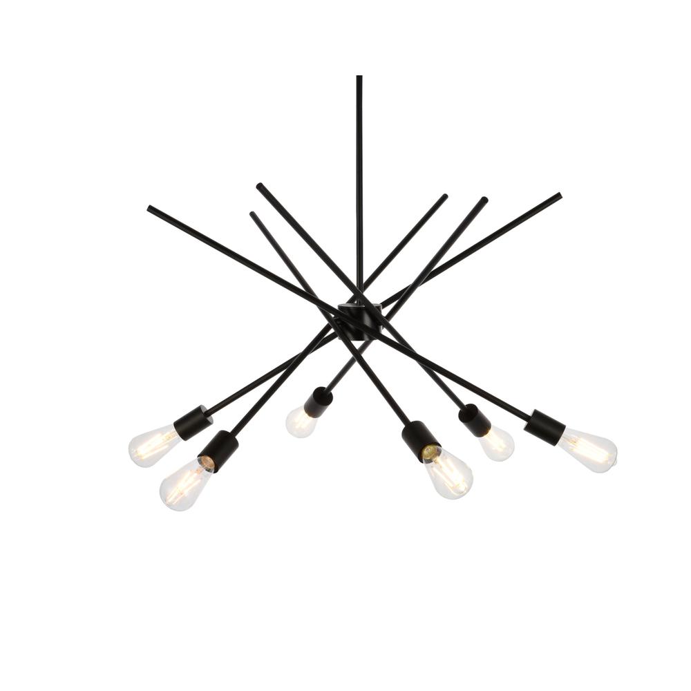Armin 6 lights pendant in black with brass. Picture 2
