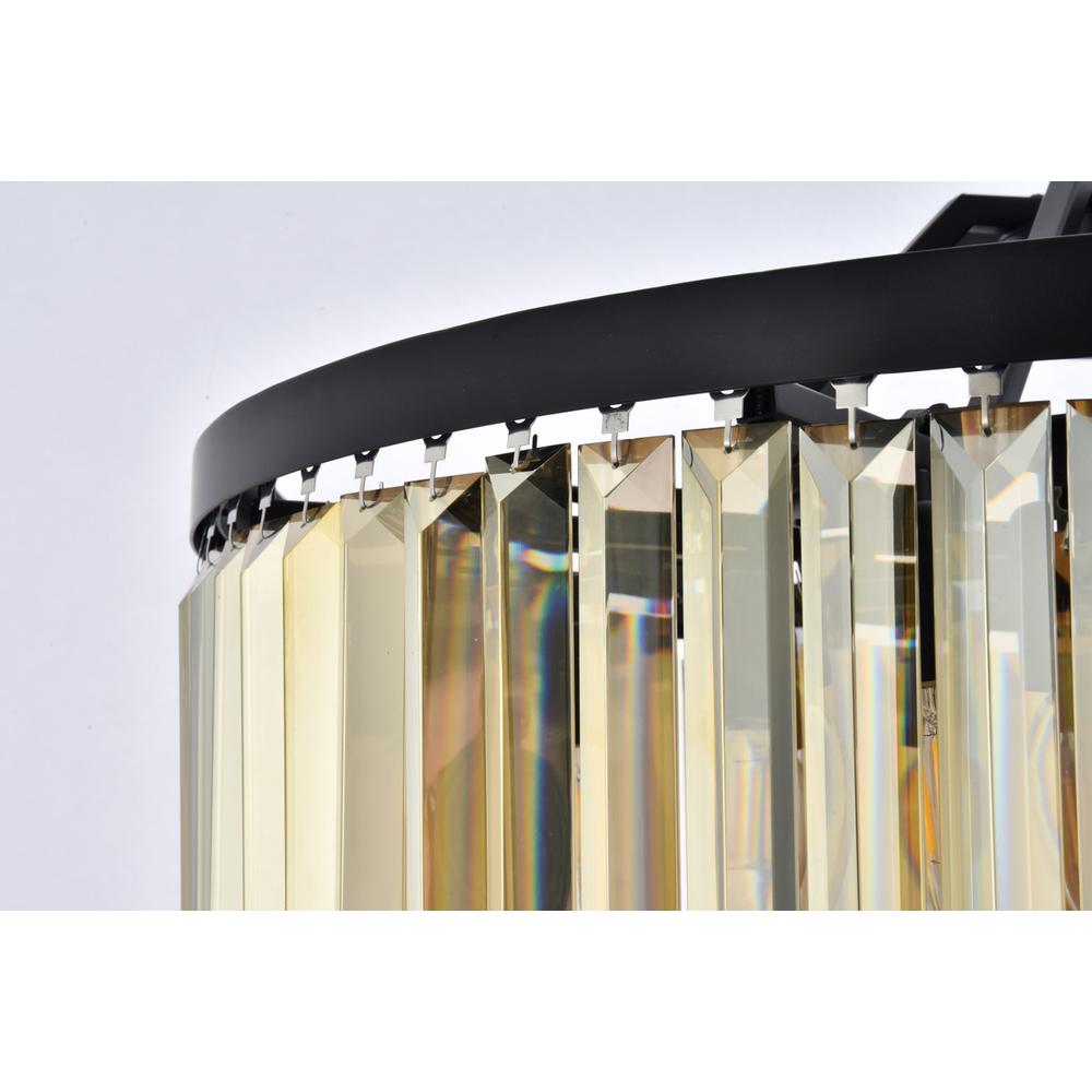 Chelsea 8 light Matte Black Chandelier Golden Teak (Smoky) Royal Cut Crystal. Picture 5