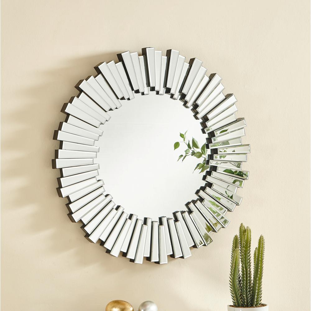 Sparkle 39.5 in. Contemporary Round Mirror in Clear. Picture 4