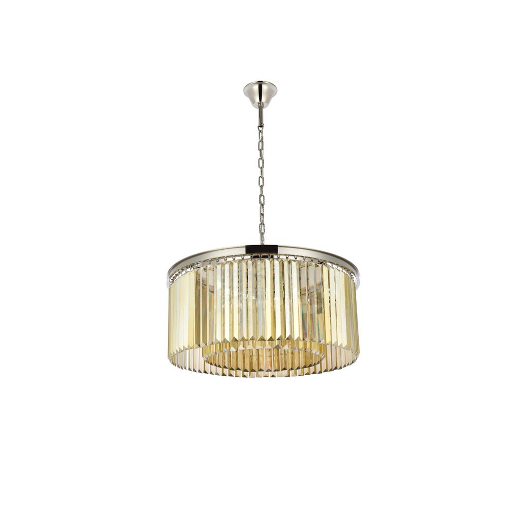 Sydney 8 light polished nickel Chandelier Golden Teak (Smoky) Royal Cut Crystal. Picture 6
