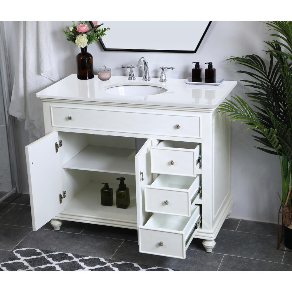 42 inch Single Bathroom vanity in antique white. Picture 4