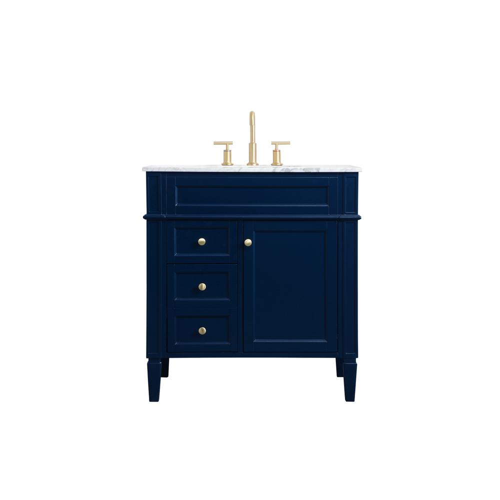 32 inch Single bathroom vanity in blue. Picture 1