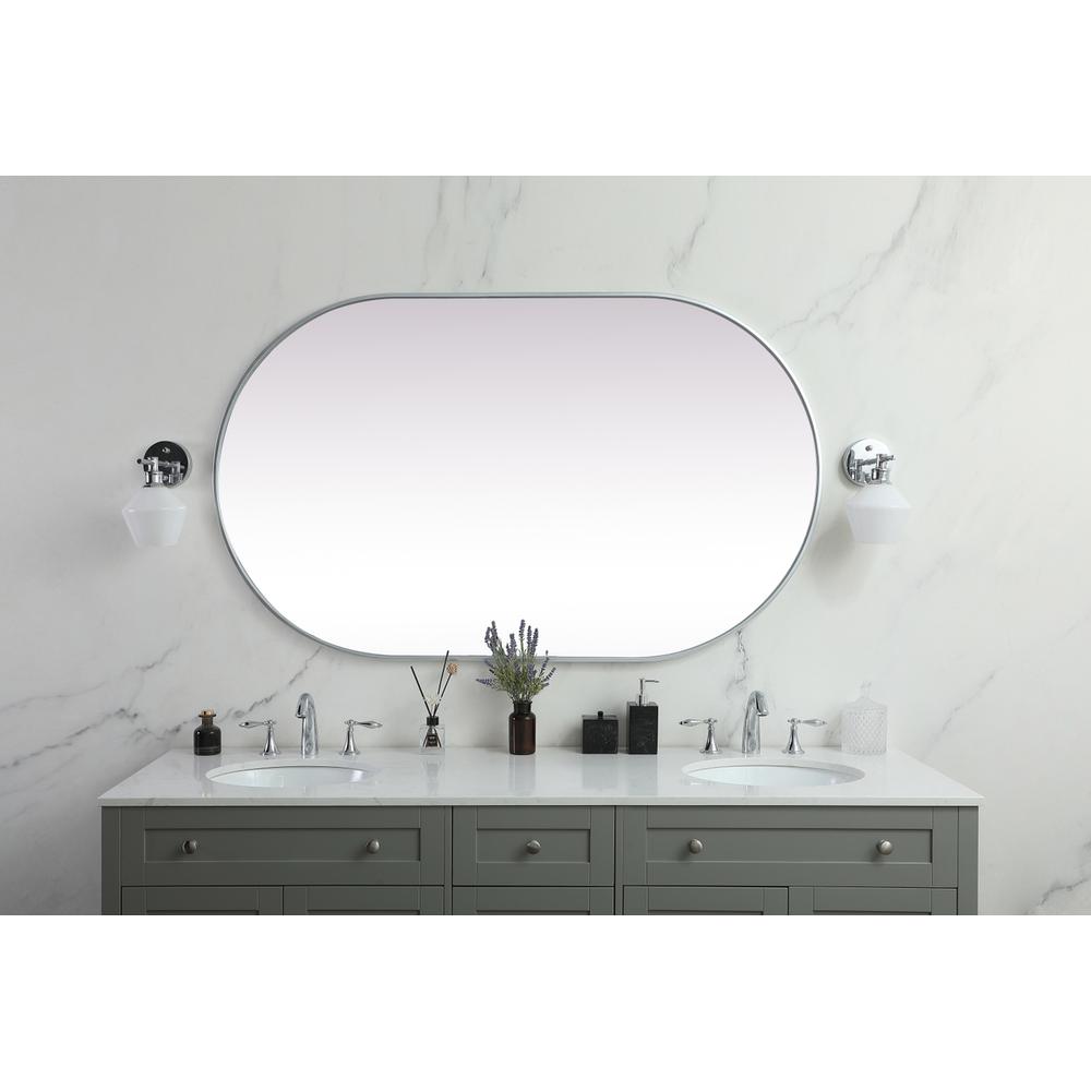 Metal Frame Oval Mirror 36x60 Inch in Silver. Picture 11