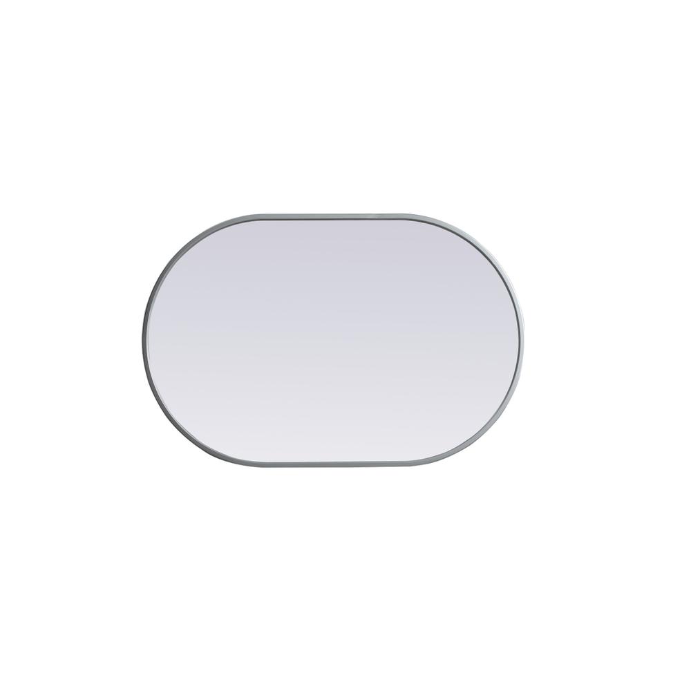 Metal Frame Oval Mirror 20x30 Inch in Silver. Picture 8