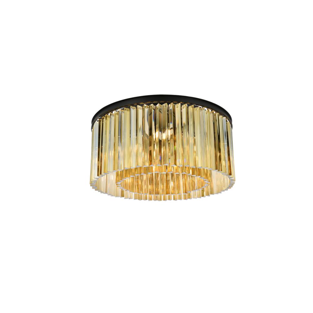 Sydney 8 light Matte Black Flush Mount Golden Teak (Smoky) Royal Cut Crystal. Picture 2
