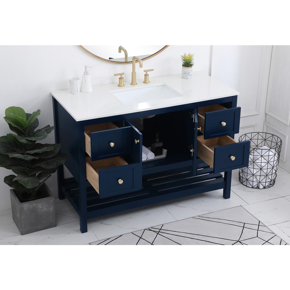 48 inch Single Bathroom Vanity in Blue. Picture 3