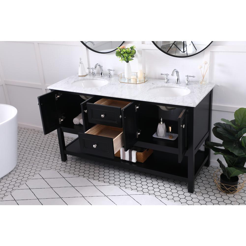 60 in. double sink bathroom vanity set in Black. Picture 4
