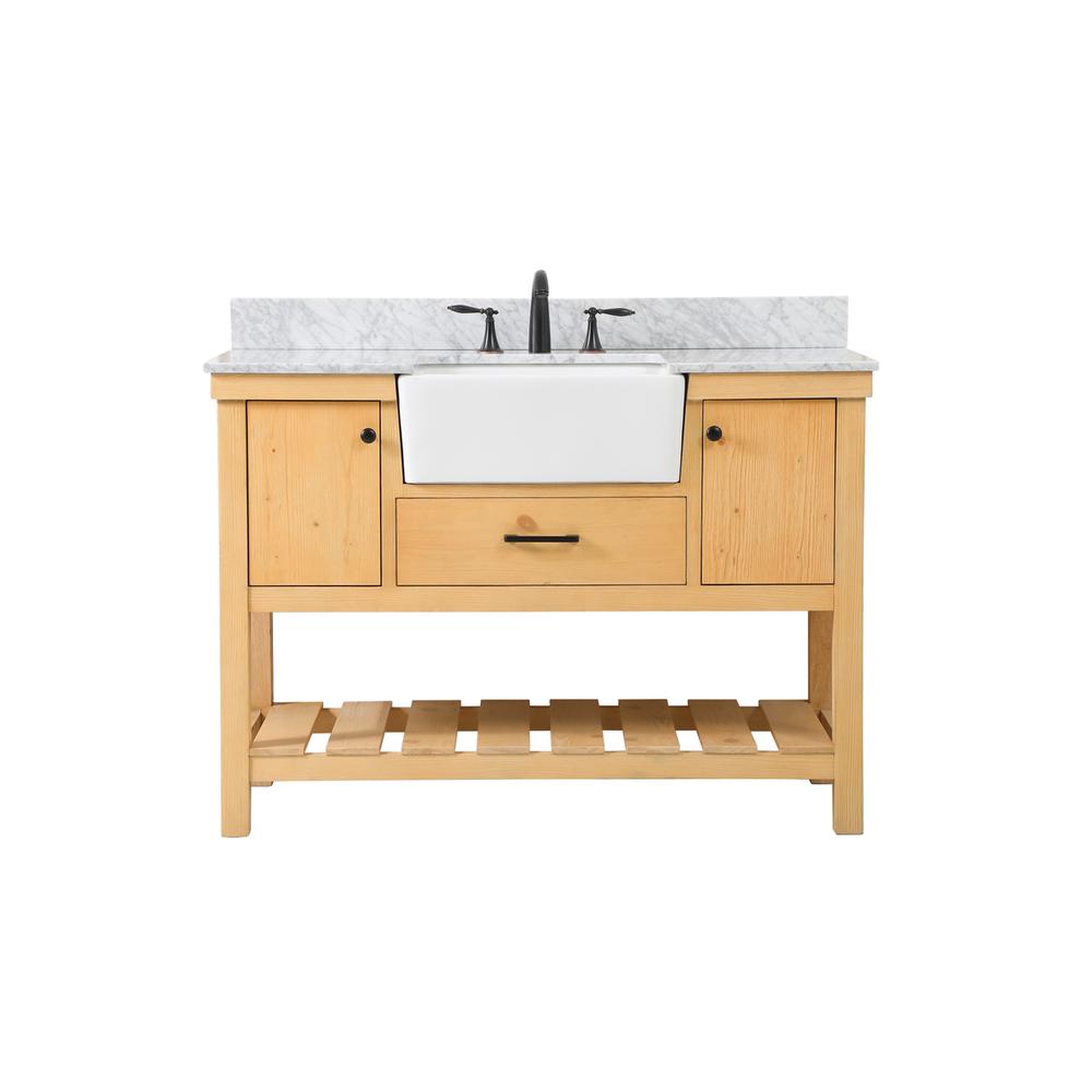 48 inch Single bathroom vanity in natural wood with backsplash. Picture 1