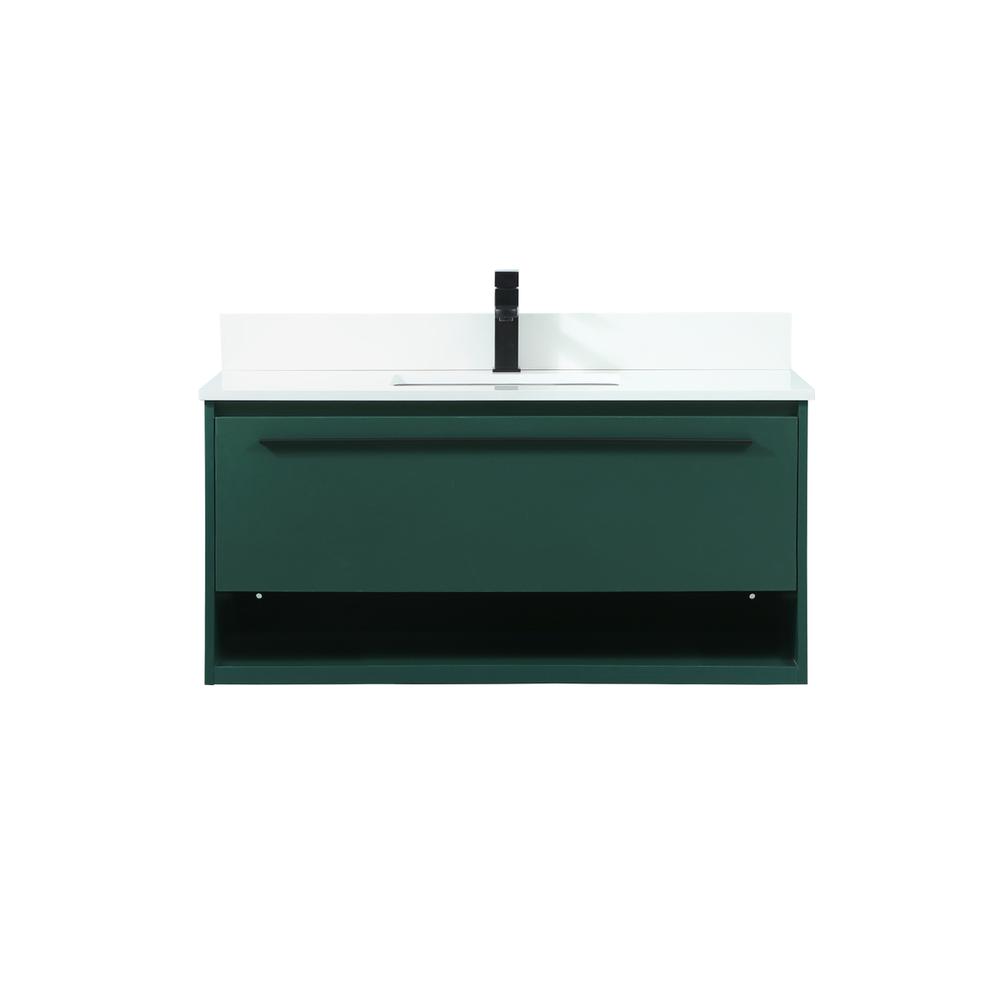 40 inch Single bathroom vanity in green with backsplash. Picture 1