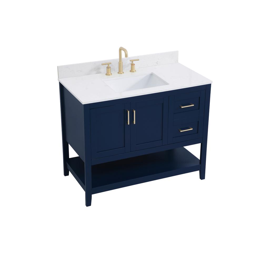 42 inch Single Bathroom Vanity in Blue with Backsplash. Picture 8
