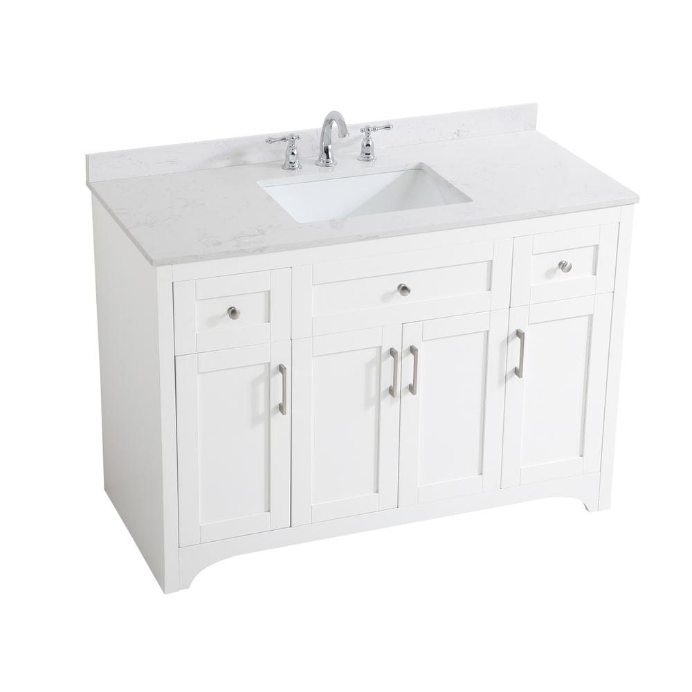 48 inch Single Bathroom Vanity in White with Backsplash. Picture 9