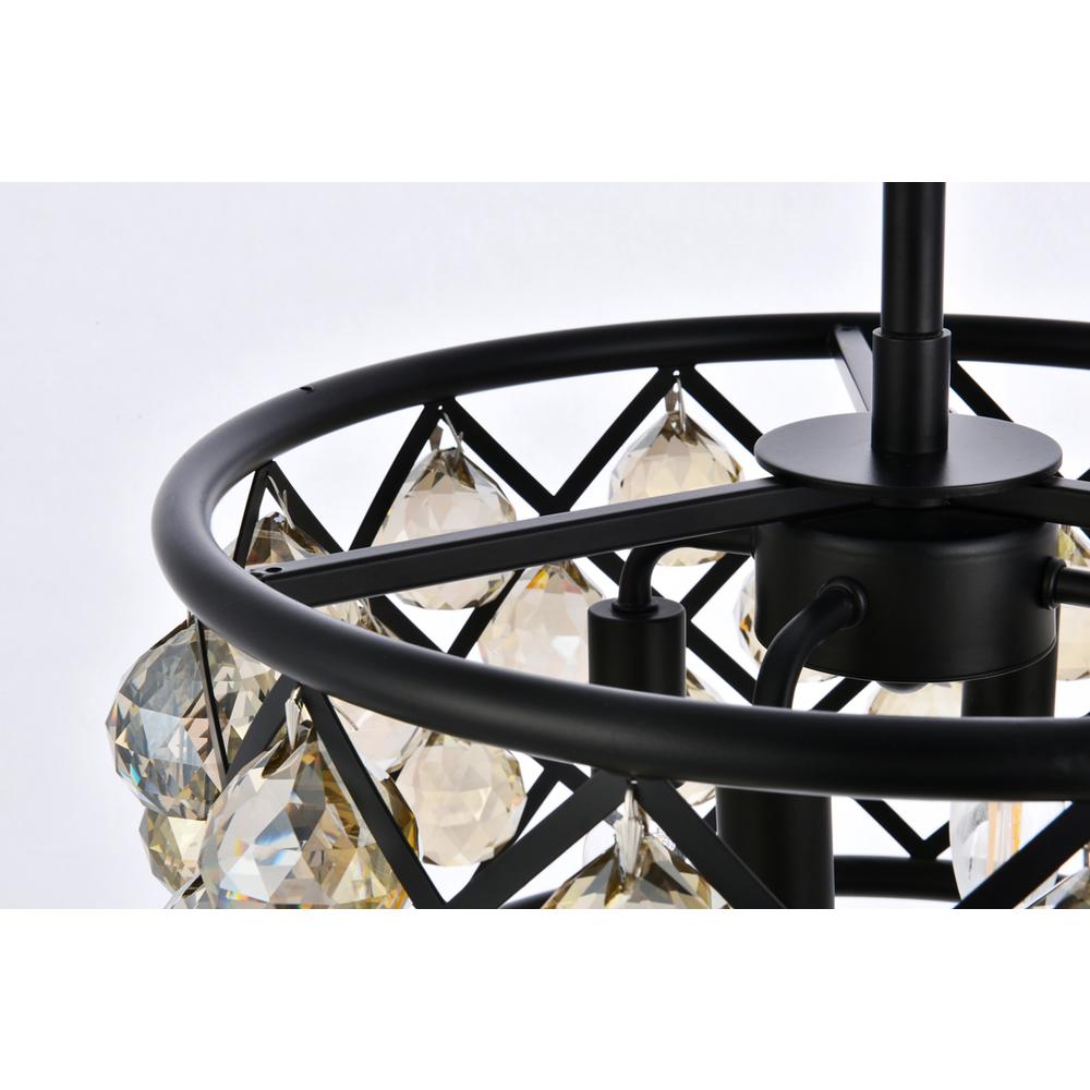 Madison 4 light Matte Black Pendant Golden Teak (Smoky) Royal Cut Crystal. Picture 4