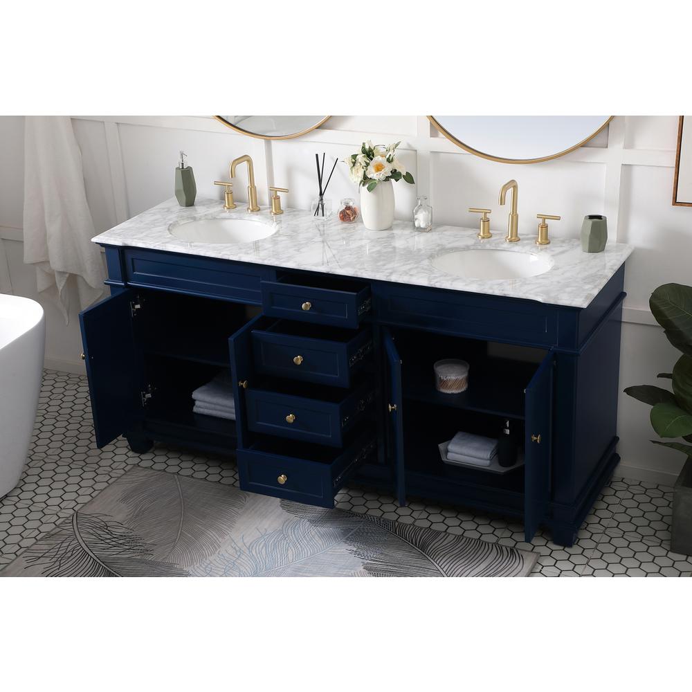 72 inch Double Bathroom Vanity set in Blue. Picture 3