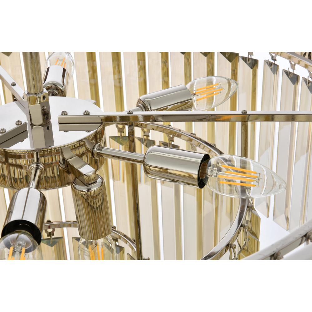 Sydney 9 light polished nickel Chandelier Golden Teak (Smoky) Royal Cut Crystal. Picture 4