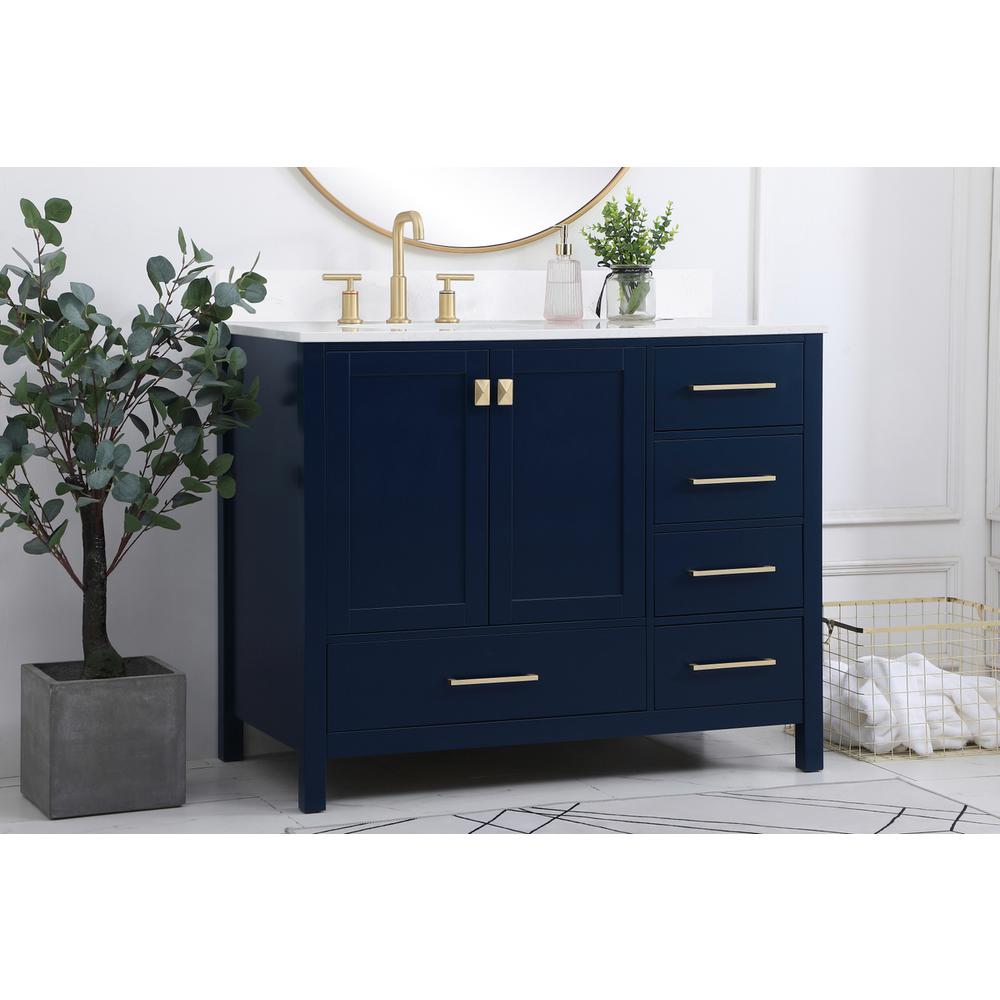 42 inch Single Bathroom Vanity in Blue with Backsplash. Picture 2