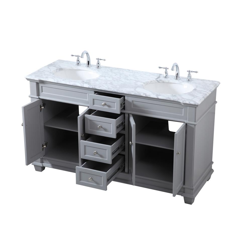 60 inch Double Bathroom Vanity set in Grey. Picture 9