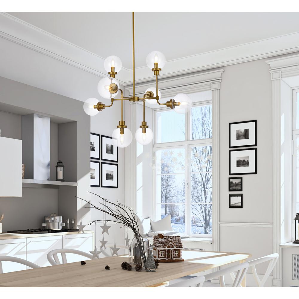 Hanson 8 lights pendant in brass with clear shade. Picture 7