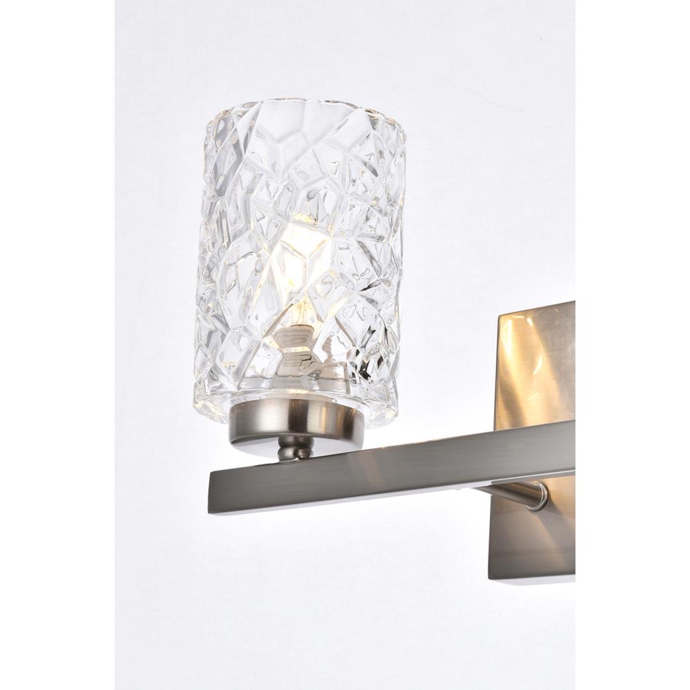 Cassie 2 lights bath sconce in satin nickel with clear shade. Picture 4