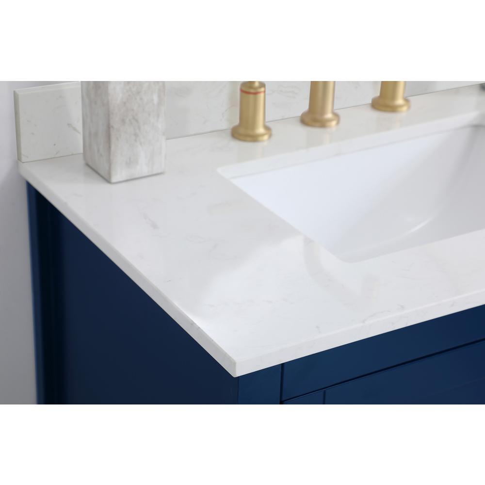 30 inch Single Bathroom Vanity in Blue with Backsplash. Picture 5