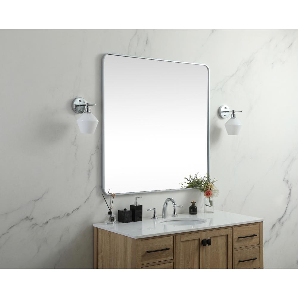 Soft corner metal square mirror 42x42 inch in Silver. Picture 2