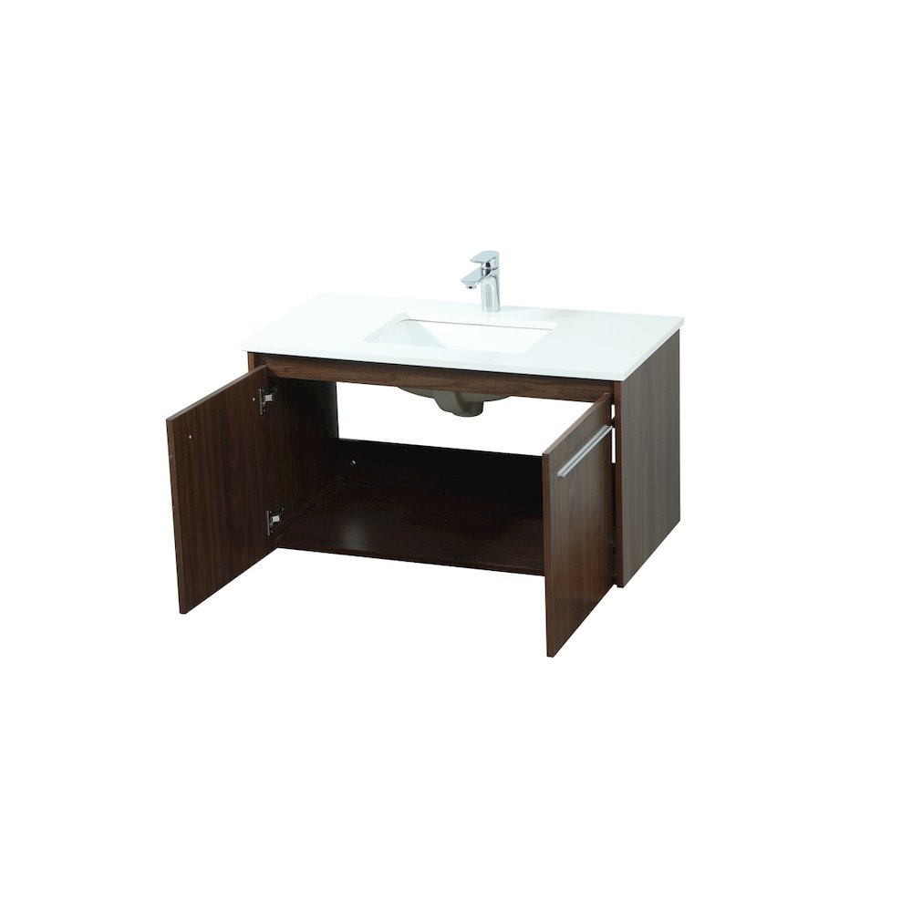 36 Inch Single Bathroom Vanity In Walnut. Picture 10