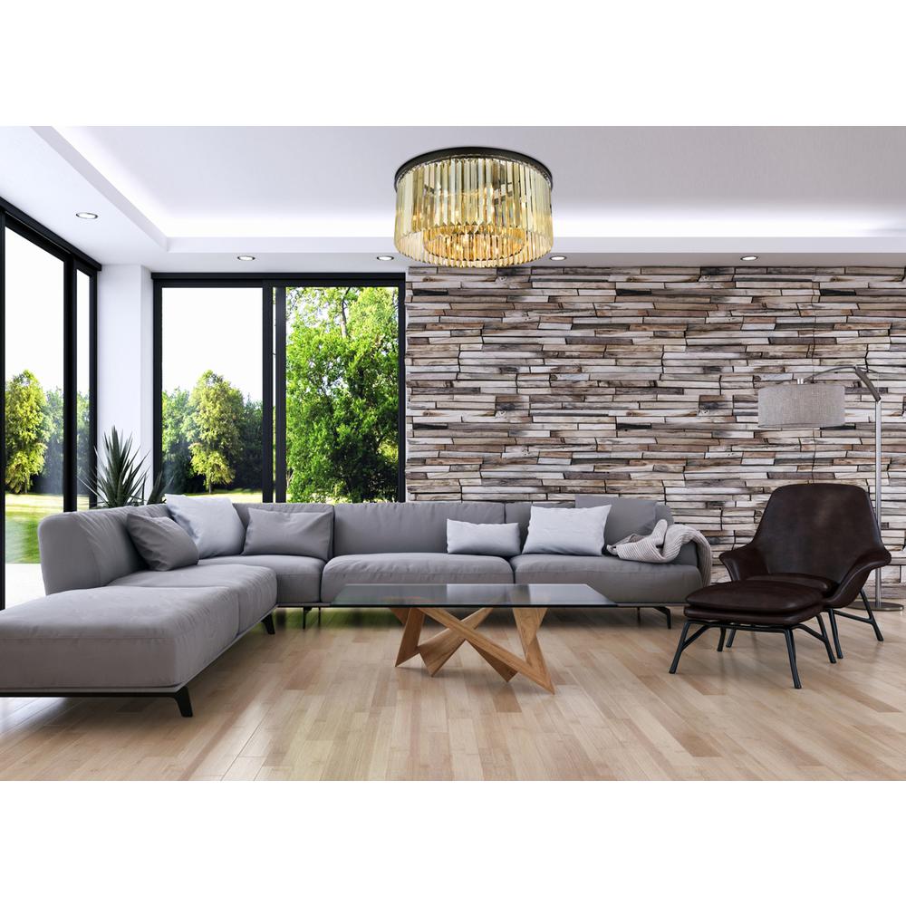 Sydney 8 light Matte Black Flush Mount Golden Teak (Smoky) Royal Cut Crystal. Picture 7