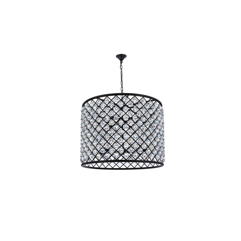 Madison 12 light Matte Black Chandelier Clear Royal Cut Crystal. Picture 6