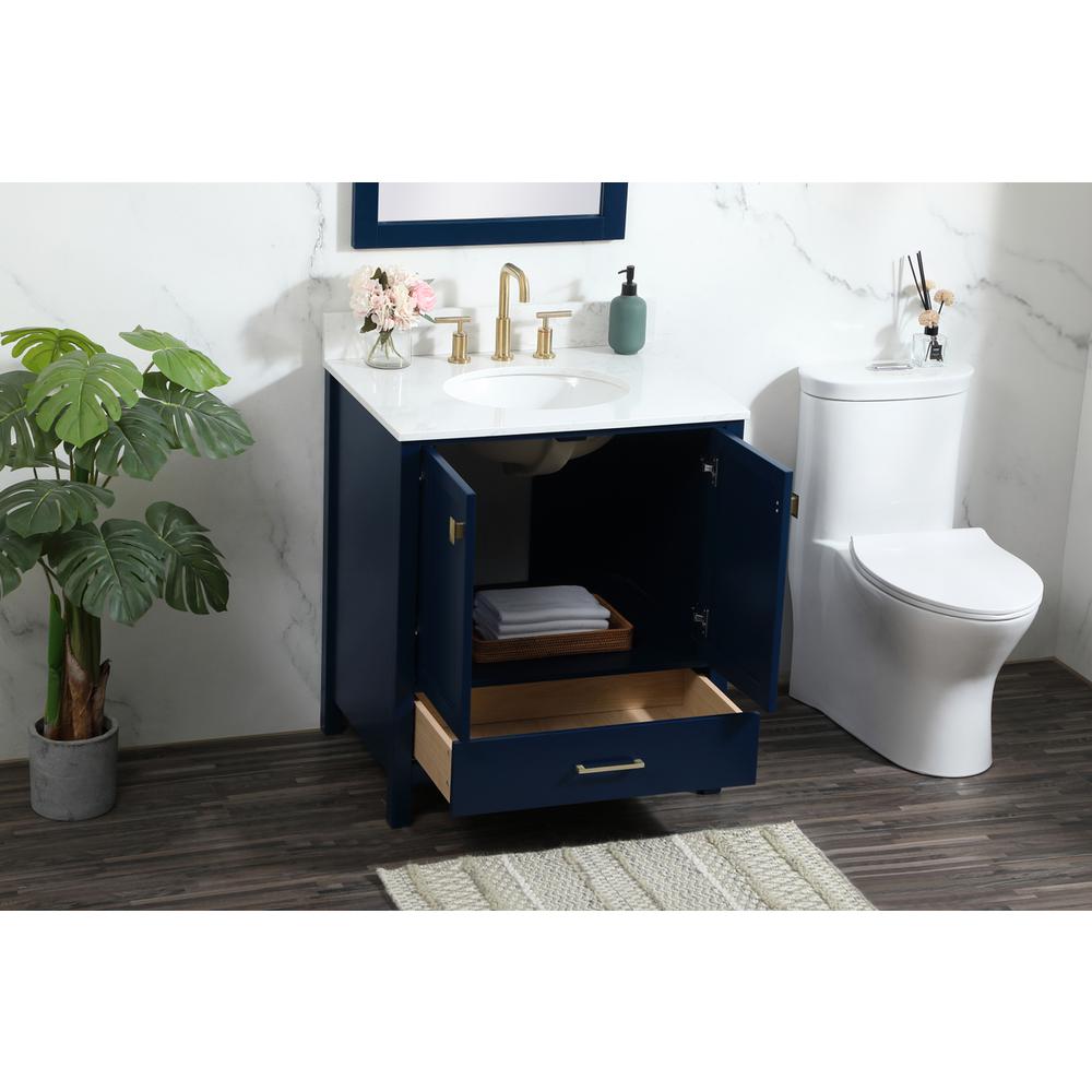 30 inch Single bathroom vanity in blue with backsplash. Picture 3