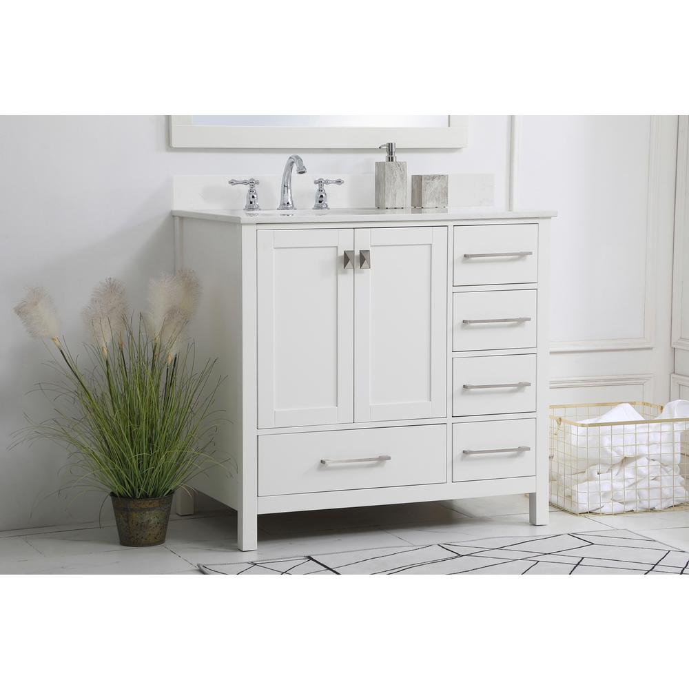 36 inch Single Bathroom Vanity in White with Backsplash. Picture 2