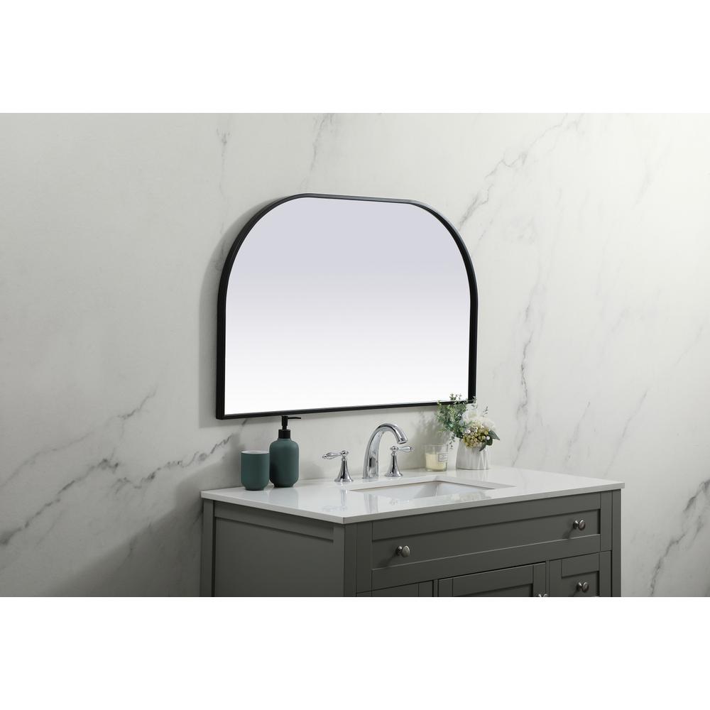 Metal Frame Arch Mirror 39x24 Inch in Black. Picture 4