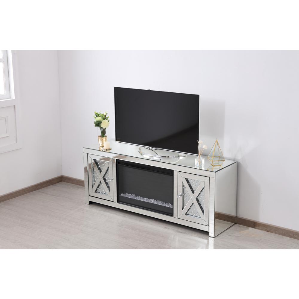 59 in.crystal mirrored TV stand with crystal insert fireplace. Picture 5
