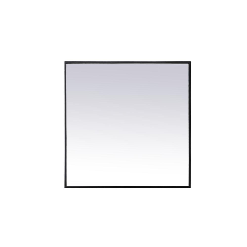 Metal Frame Square Mirror 30 inch in Black. Picture 1