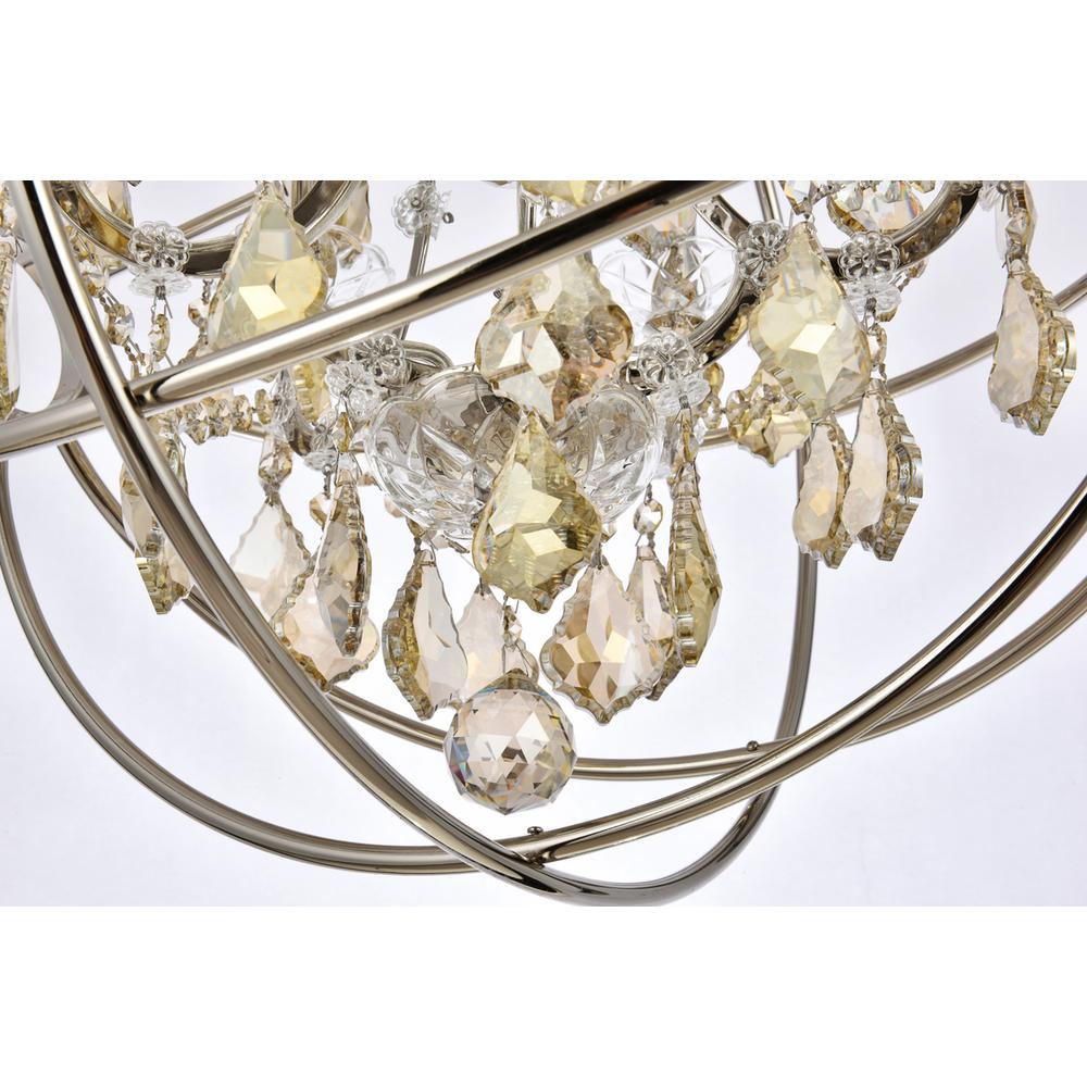 Geneva 5 light polished nickel Pendant Golden Teak (Smoky) Royal Cut crystal. Picture 4
