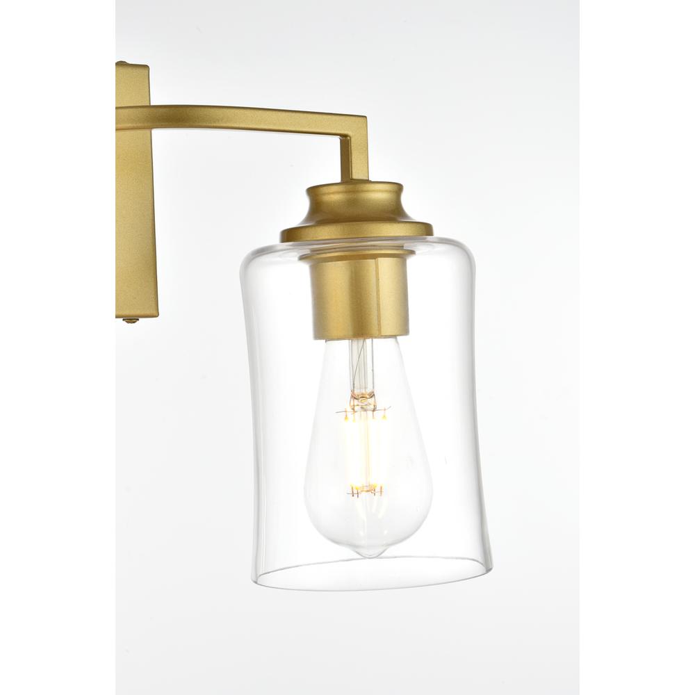 Ronnie 2 light Brass and Clear Bath Sconce. Picture 4