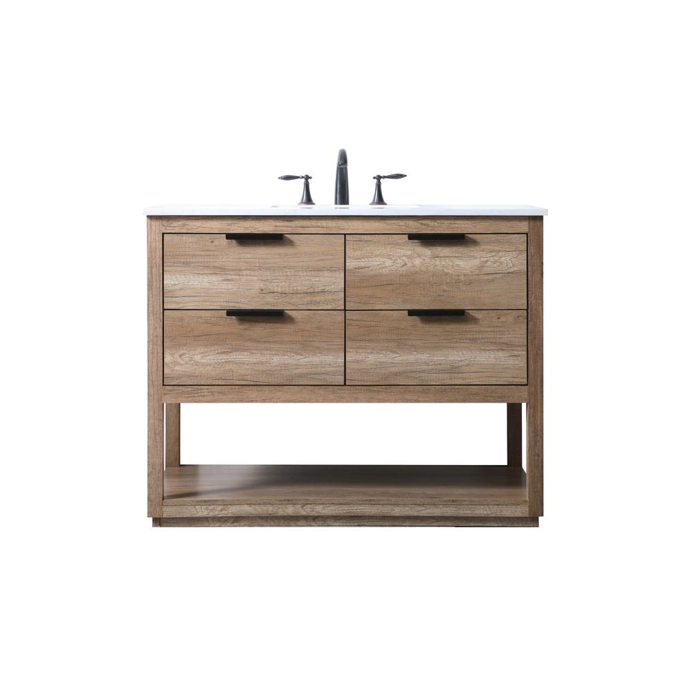 42 Inch SIngle Bathroom Vanity In Natural Oak. Picture 1