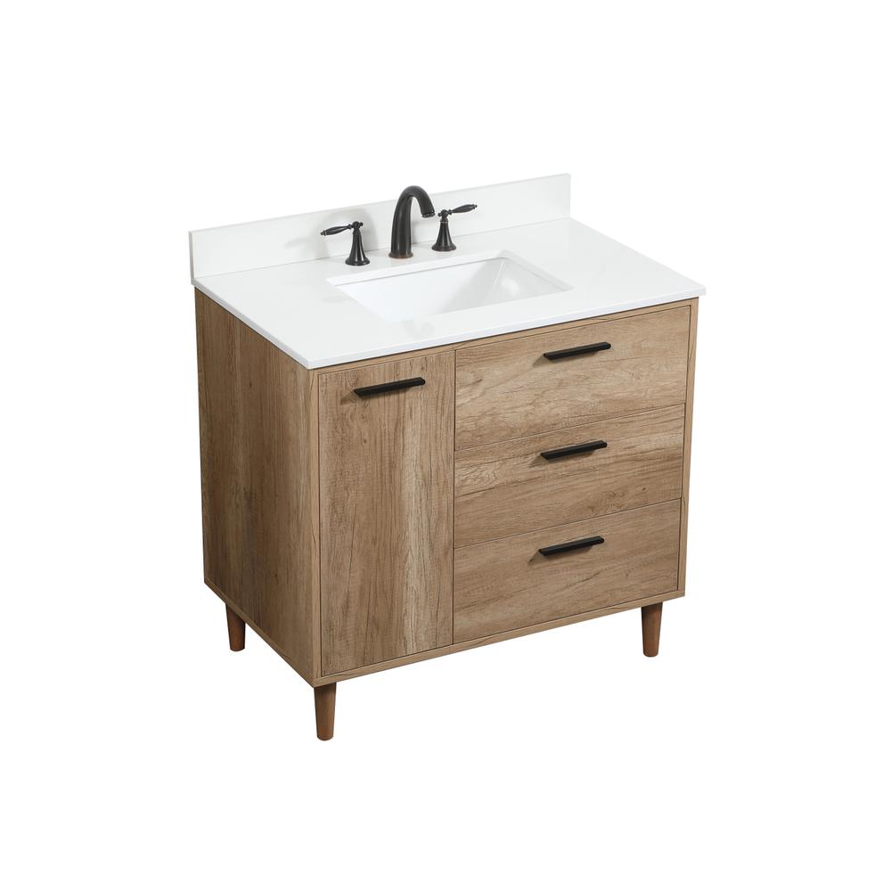 36 inch Single bathroom vanity in natural oak with backsplash. Picture 8