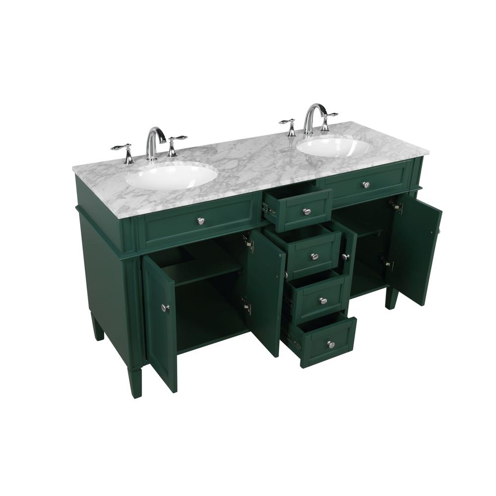 60 inch double bathroom vanity in green. Picture 9