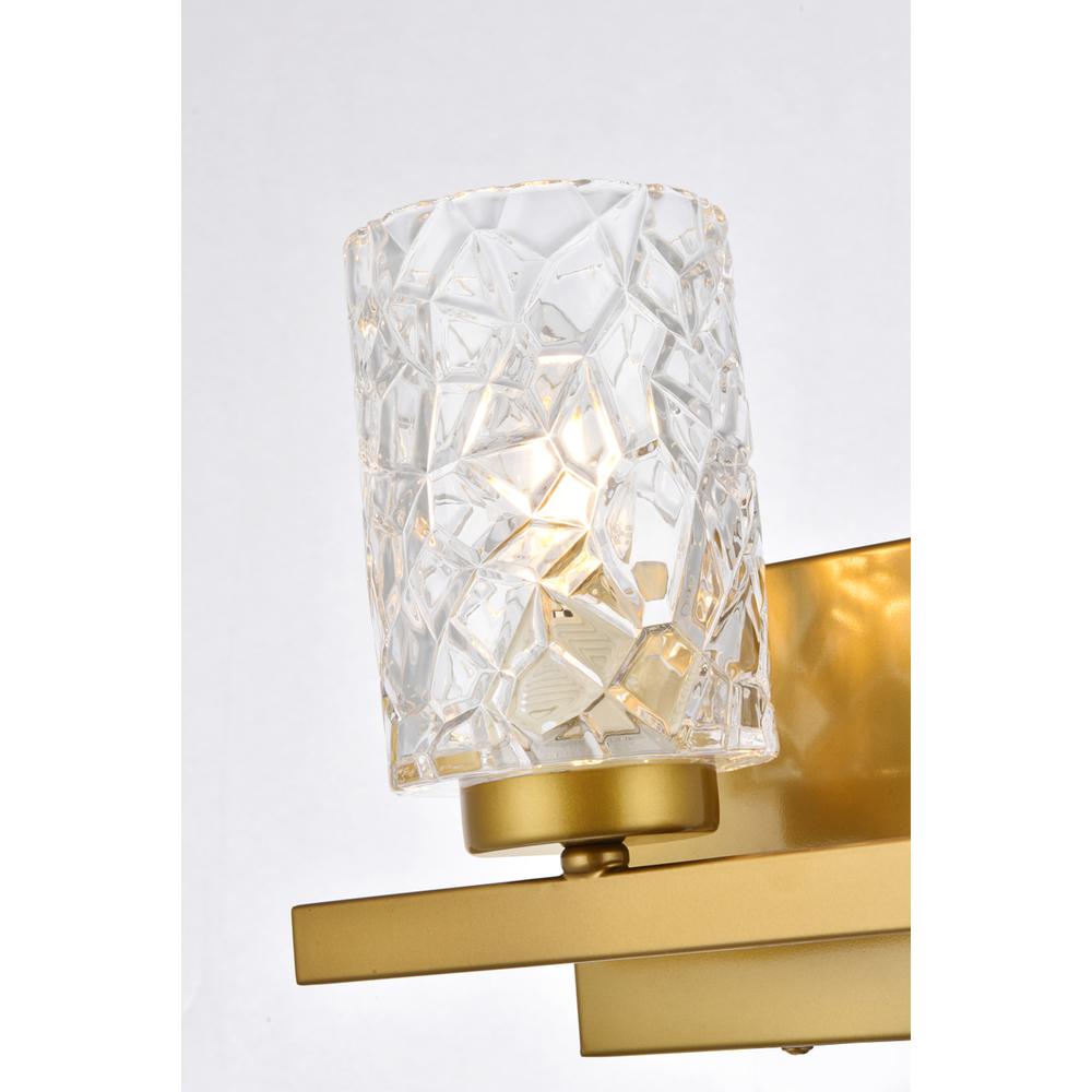 Cassie 1 light bath sconce in brass with clear shade. Picture 3