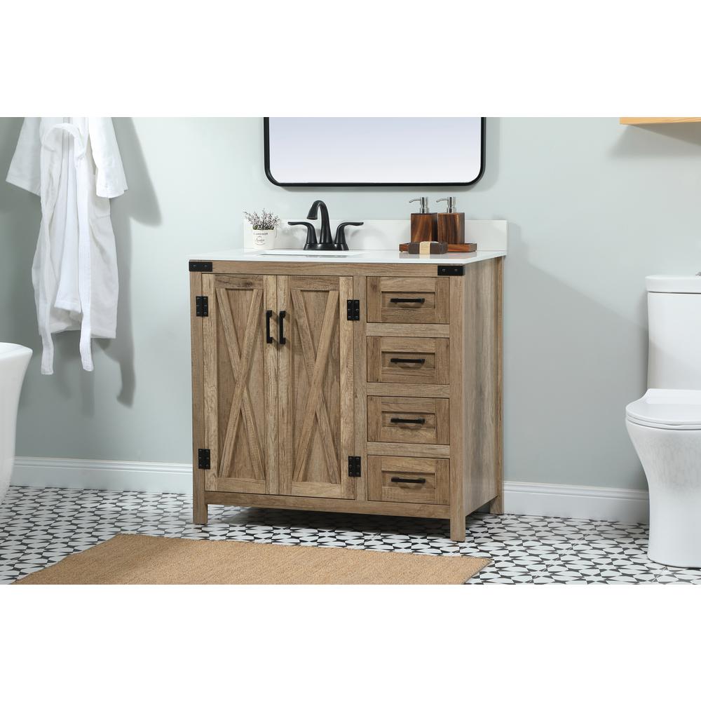 36 inch Single bathroom vanity in natural oak with backsplash. Picture 2