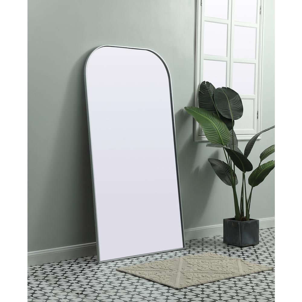 Metal Frame Arch Full Length Mirror 35x66 Inch in Silver. Picture 2