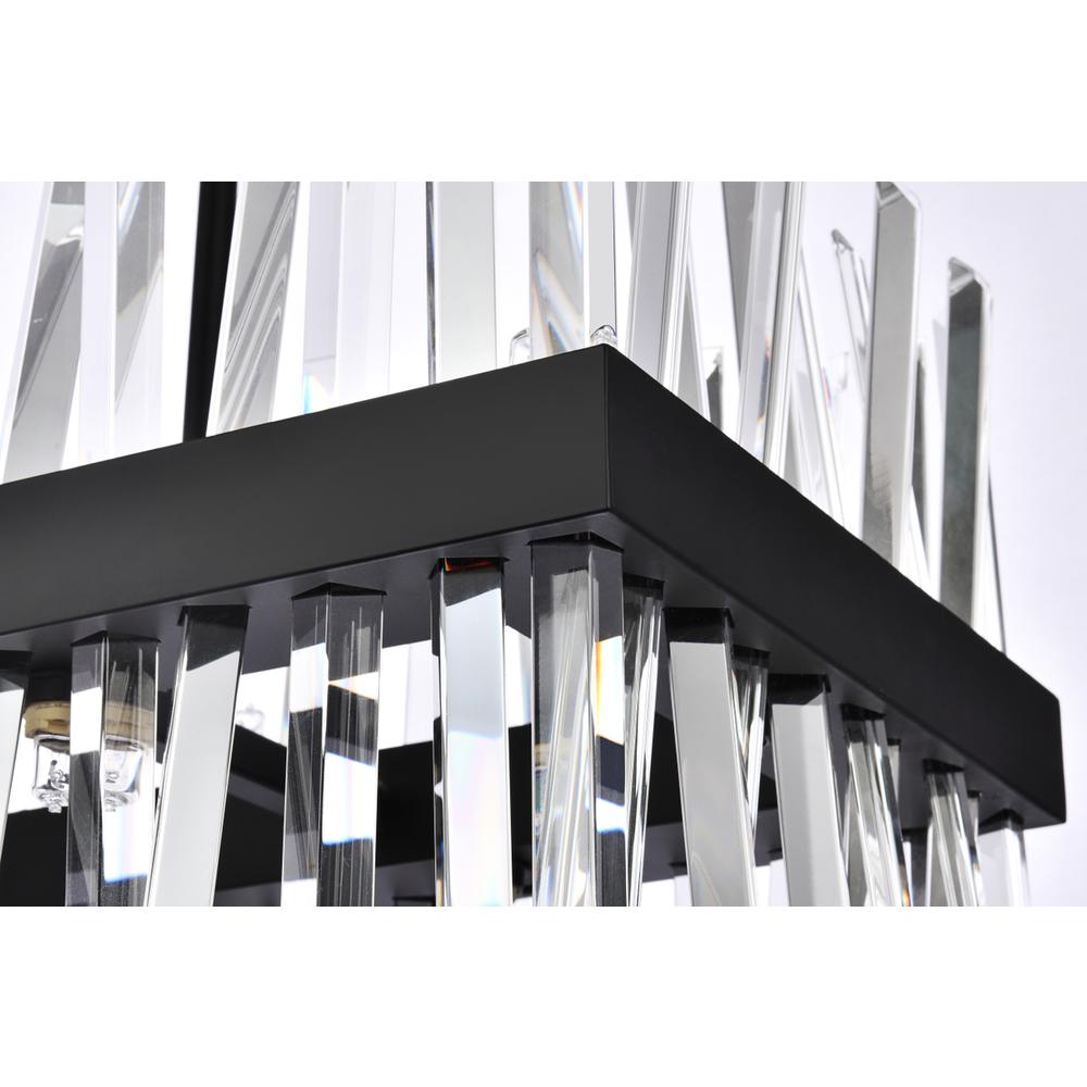 Serephina 30 inch crystal rectangle chandelier light in black. Picture 5