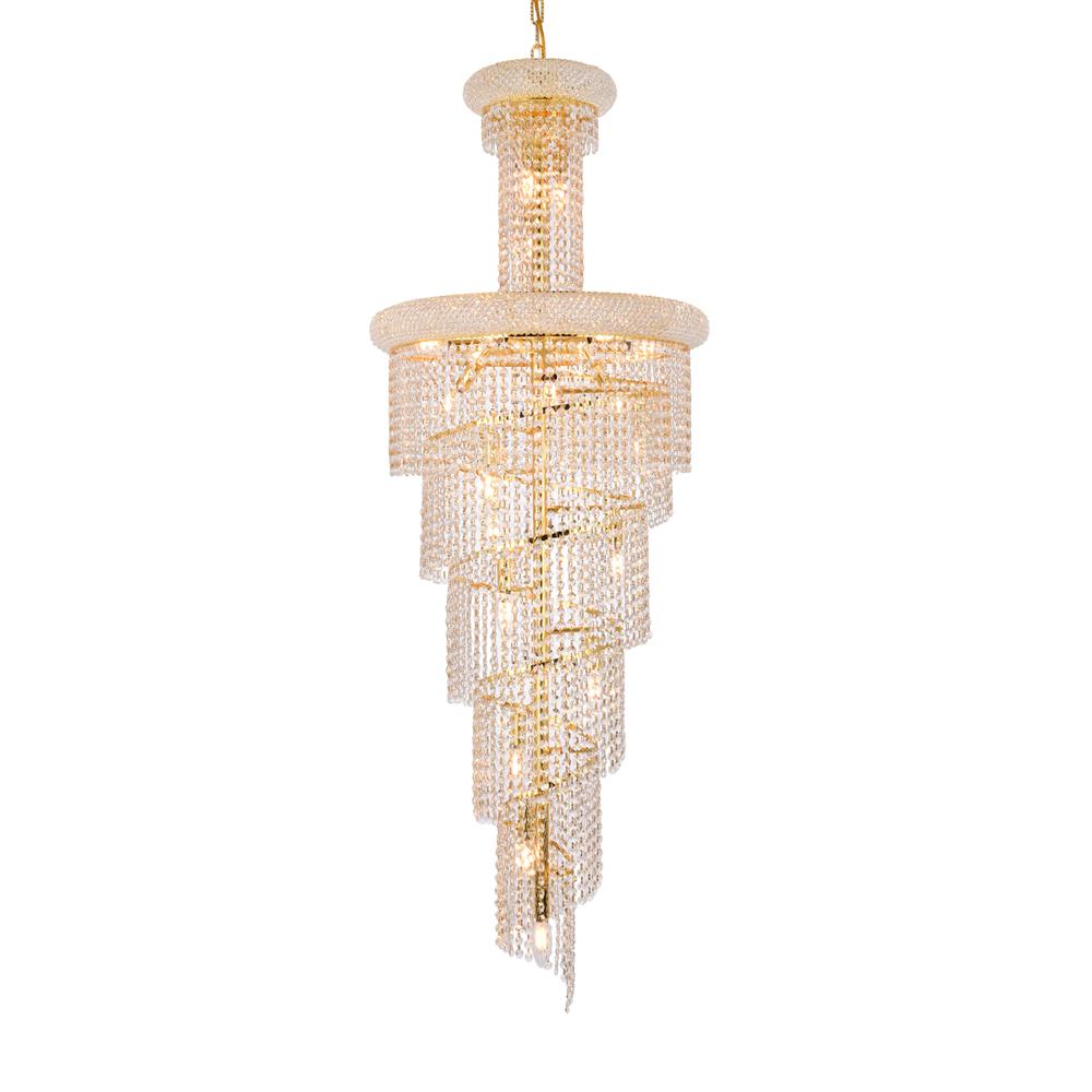 Spiral 22 light Gold Chandelier Clear Royal Cut Crystal. Picture 2