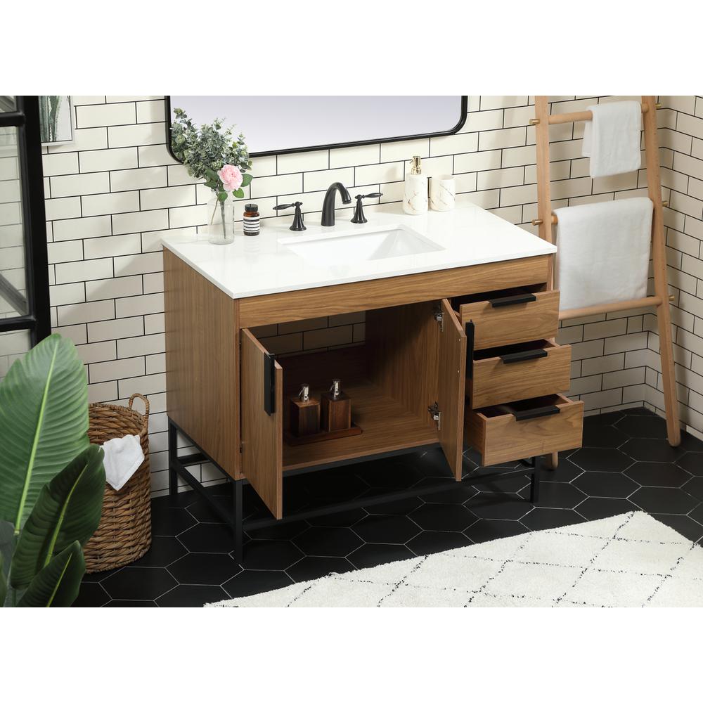 42 inch Single bathroom vanity in walnut brown. Picture 3