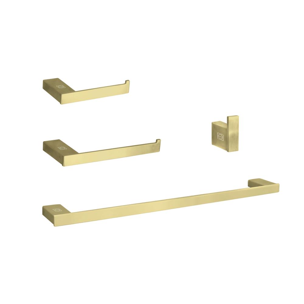 Sofia 4-Piece Bathroom Hardware Set in Brushed Gold. Picture 1