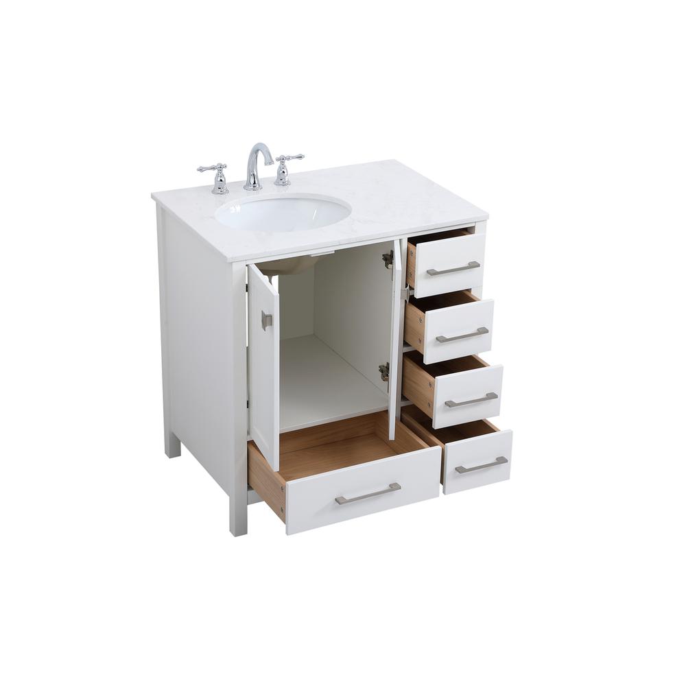 32 inch Single Bathroom Vanity in White. Picture 8